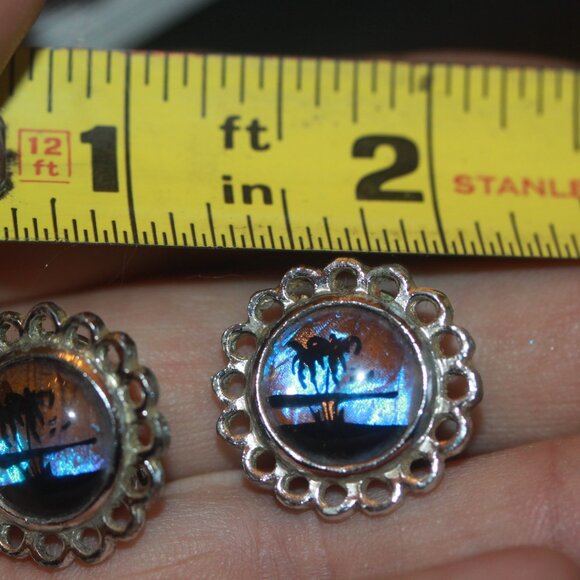 Vintage Silver Plated BUTTERFLY WING Clip EARRINGS - Picture 4 of 4